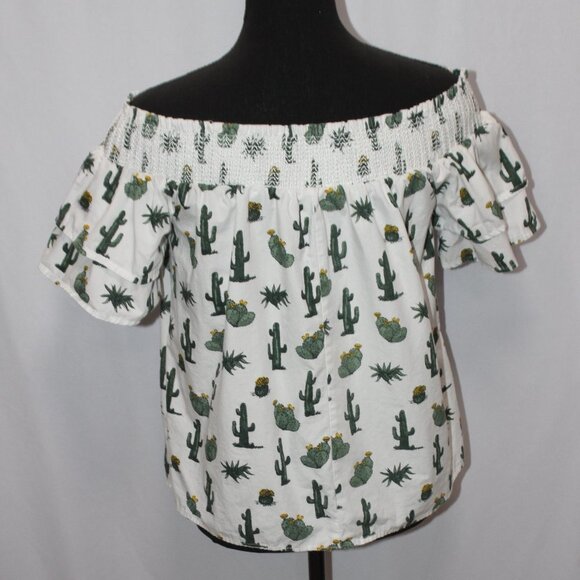 Blue Rain Cactus Off the Shoulders Top - Picture 3 of 12
